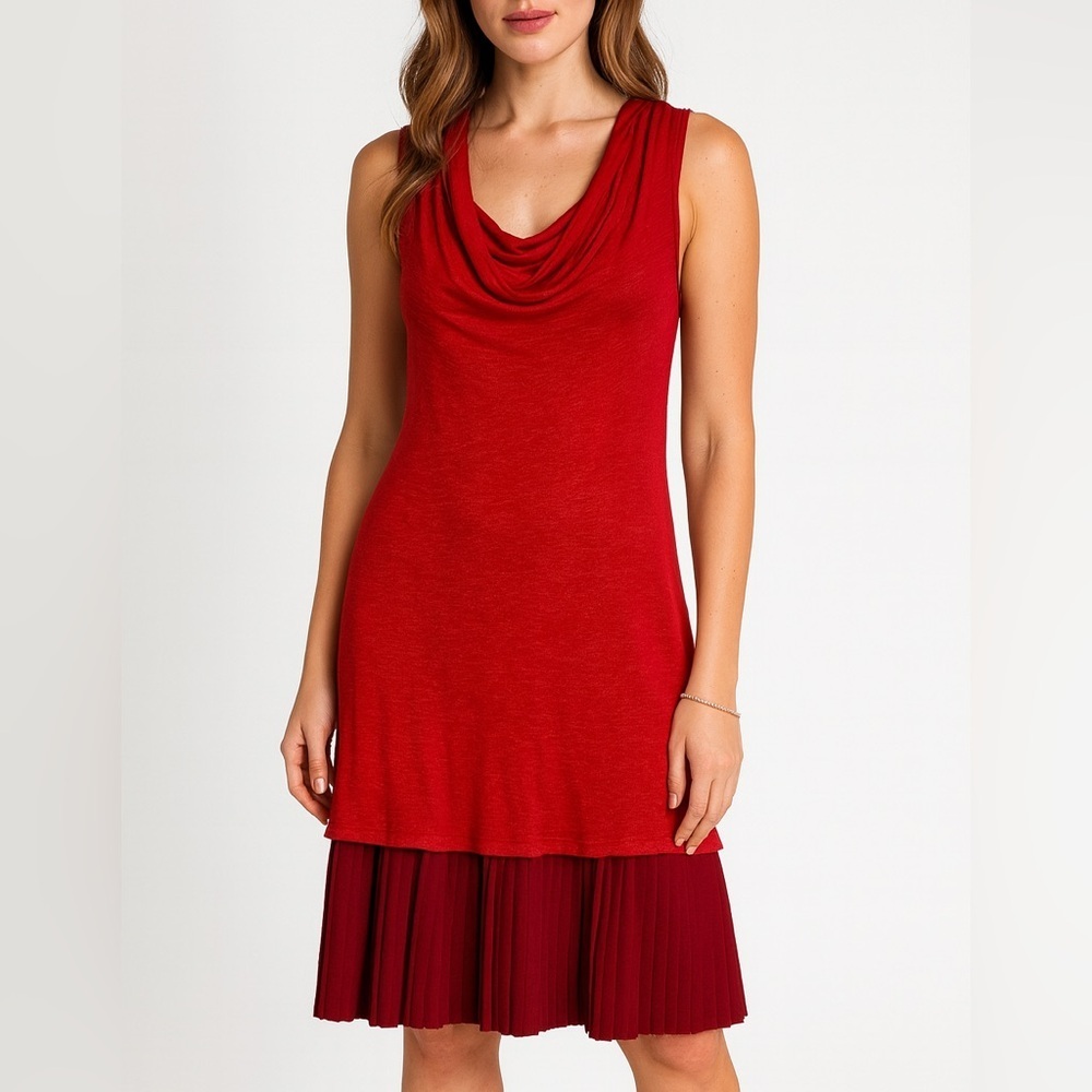 Free People Draped Neckline Pleated Dress